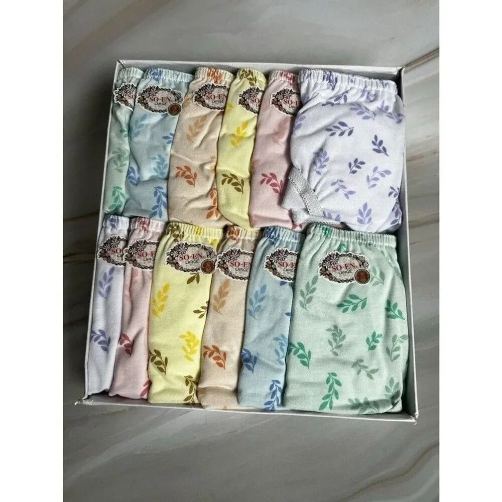 12 Pcs Soen Women's Bikini Cottton Briefs AssortedColor Floral Print Panty XL